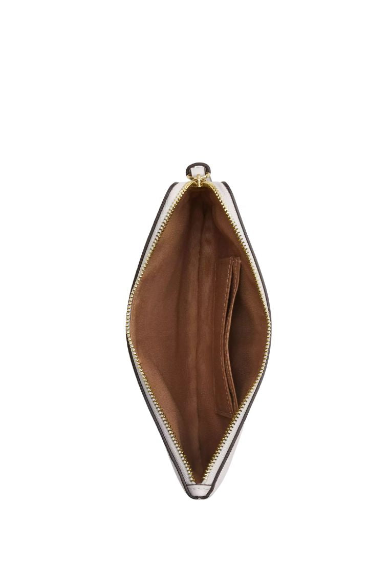 Large Corner Zip Wristlet In Signature Canvas Gold White Chalk