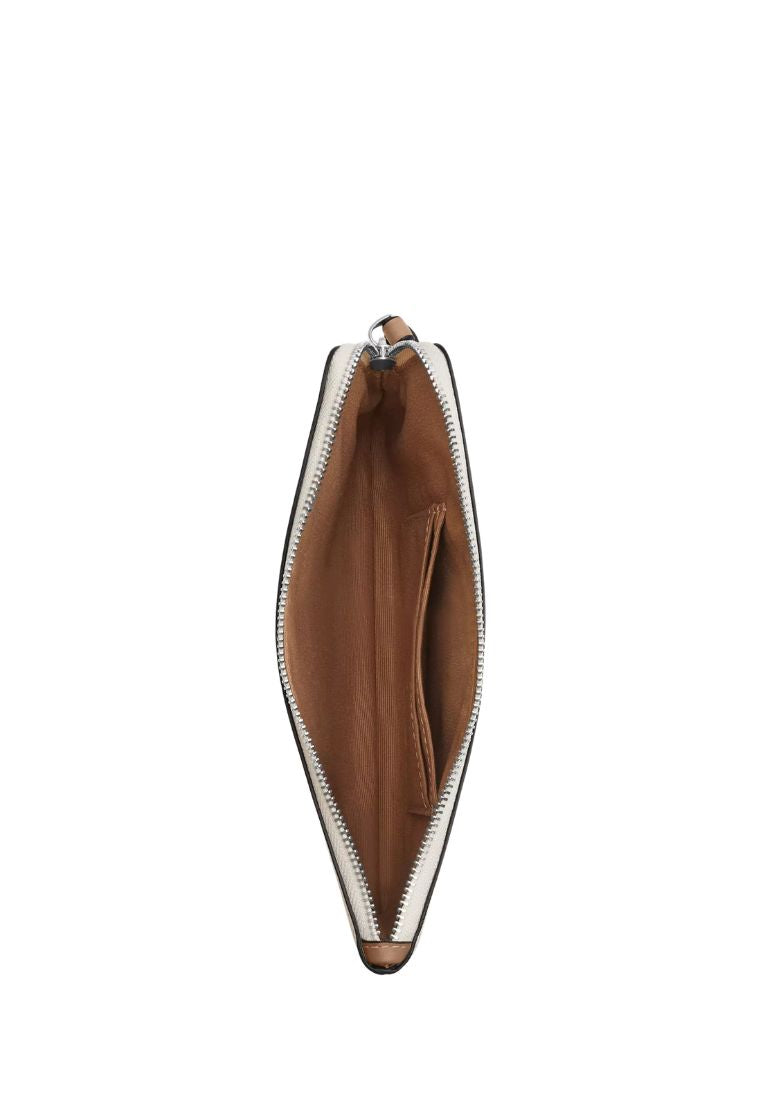Large Corner Zip Wristlet In Signature Canvas Silver Sand Tan
