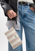 Large Corner Zip Wristlet In Signature Canvas Silver Sand Tan