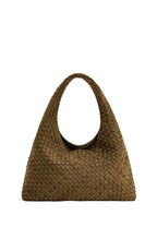 Laura Faux Suede Woven Shoulder Bag - Olive Green