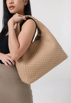 Laura Woven Shoulder Bag - Beige