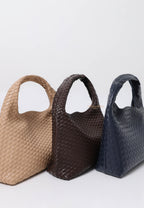 Laura Woven Shoulder Bag - Mocha Brown