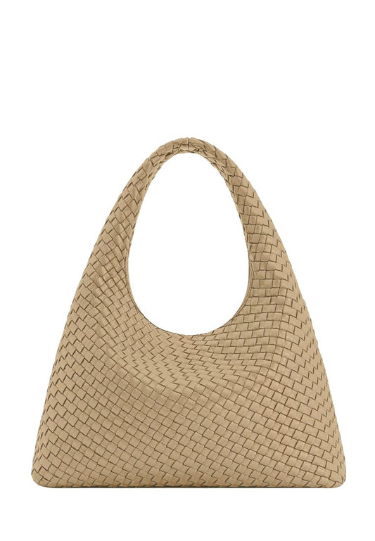 Laura Woven Shoulder Bag - Beige
