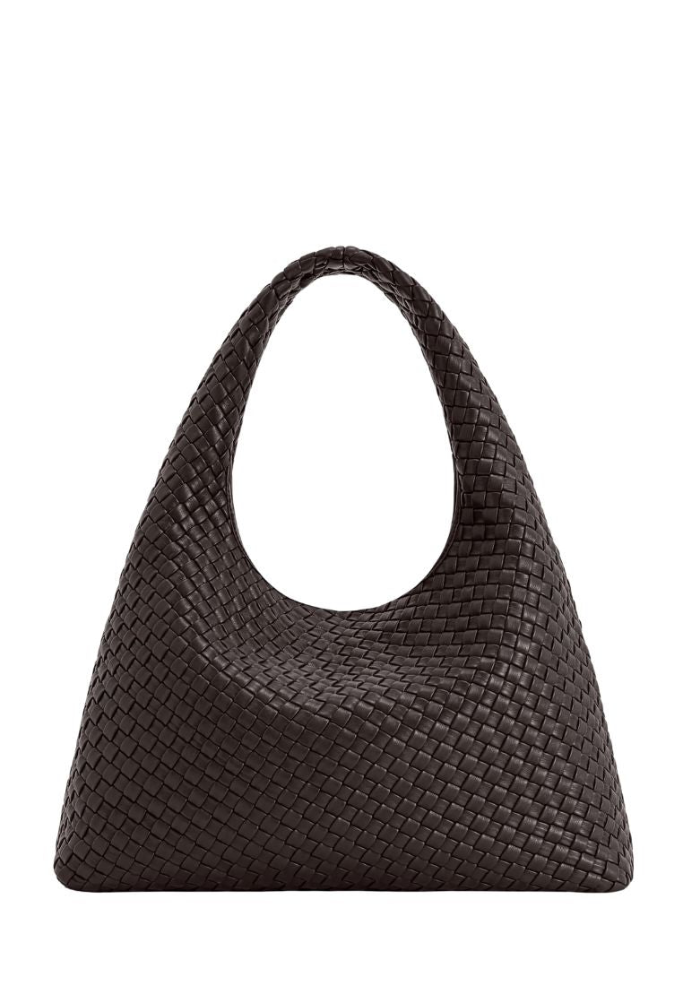 Laura Woven Shoulder Bag - Mocha Brown