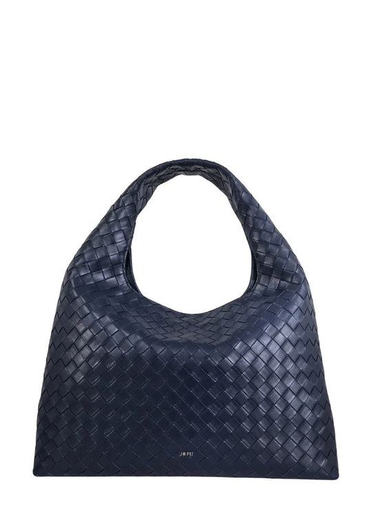 Laura Woven Shoulder Bag -Navy