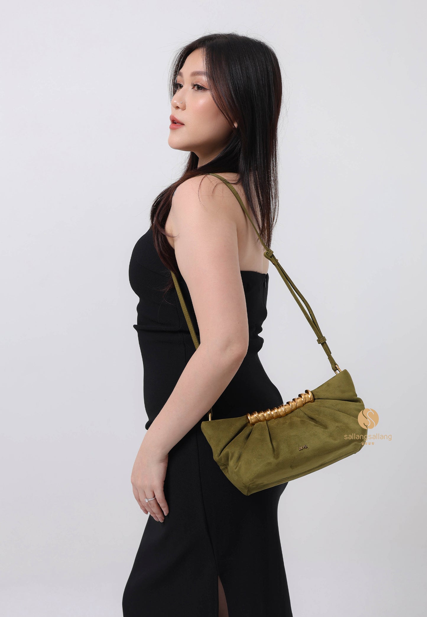 Leia Pleated Clutch - Dark Olive