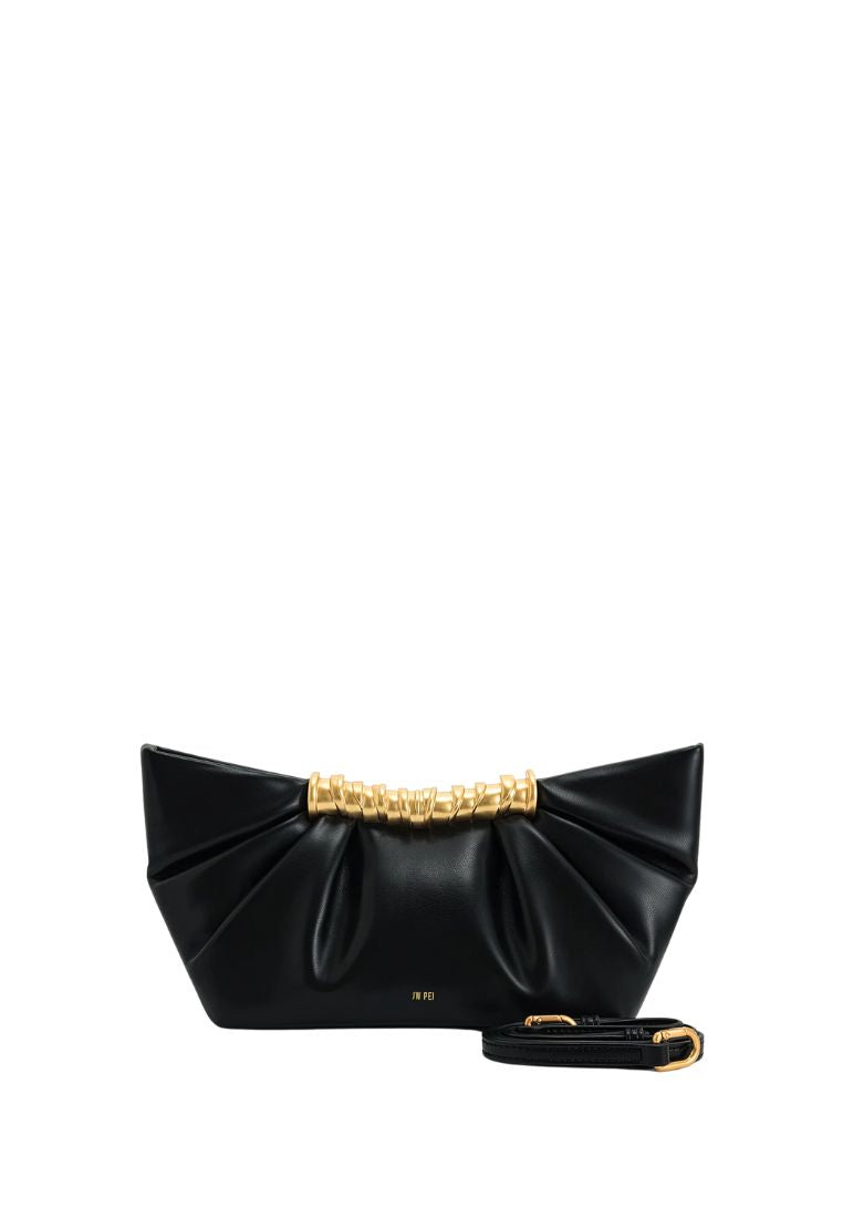 Leia Pleated Clutch - Black