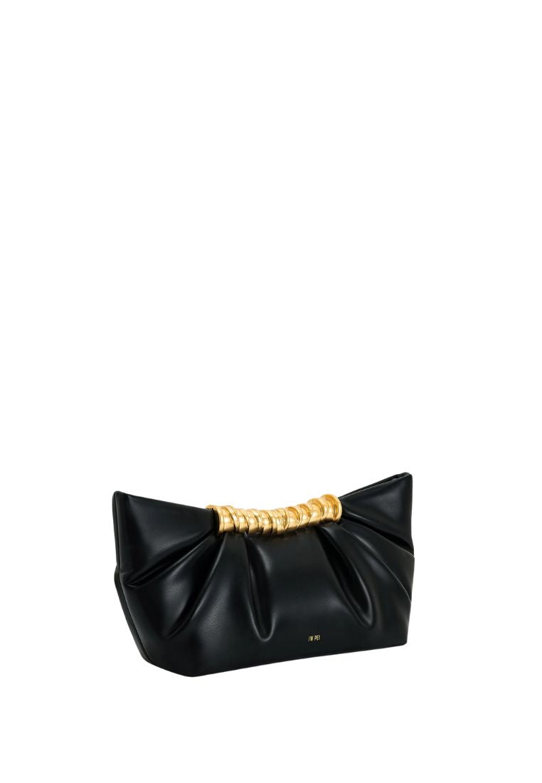 Leia Pleated Clutch - Black