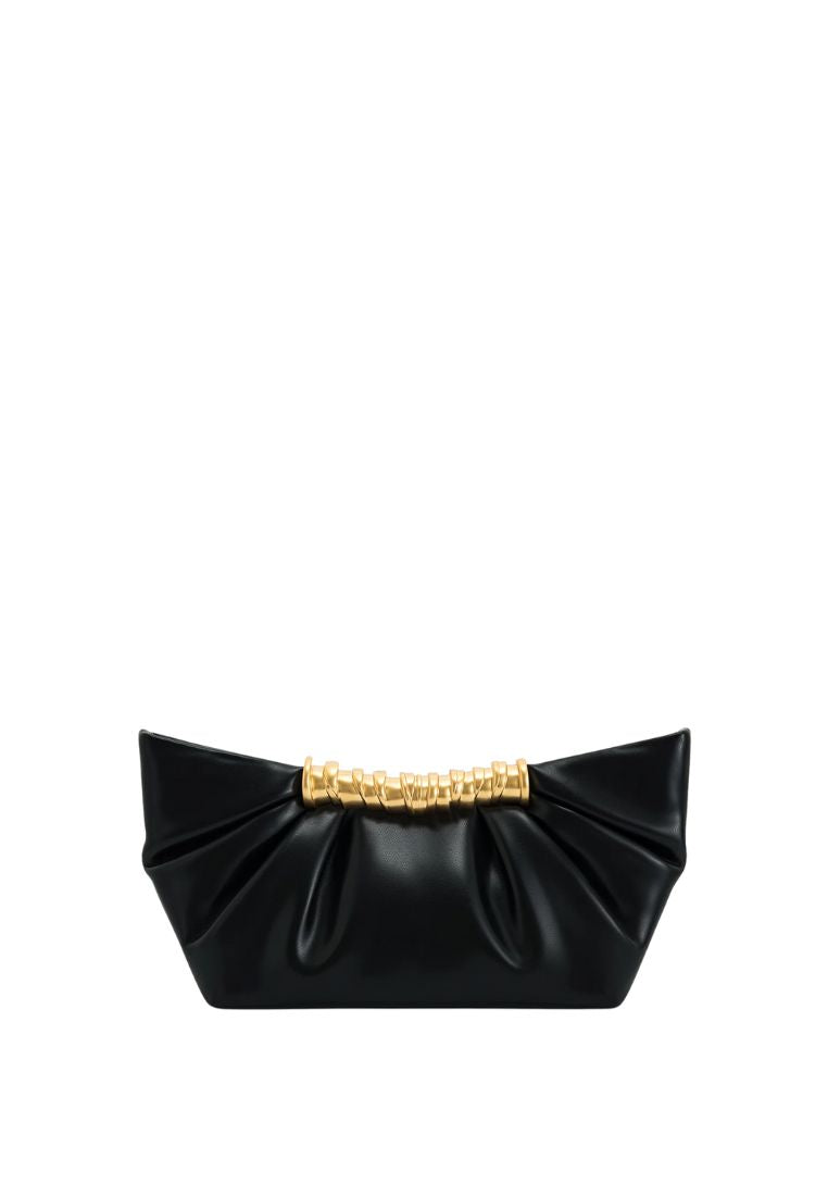 Leia Pleated Clutch - Black