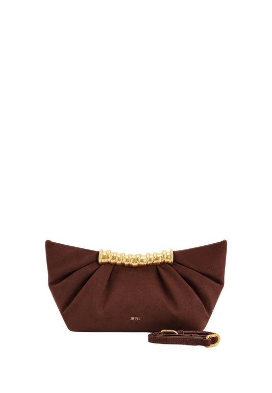 Leia Pleated Clutch - Dark Brown