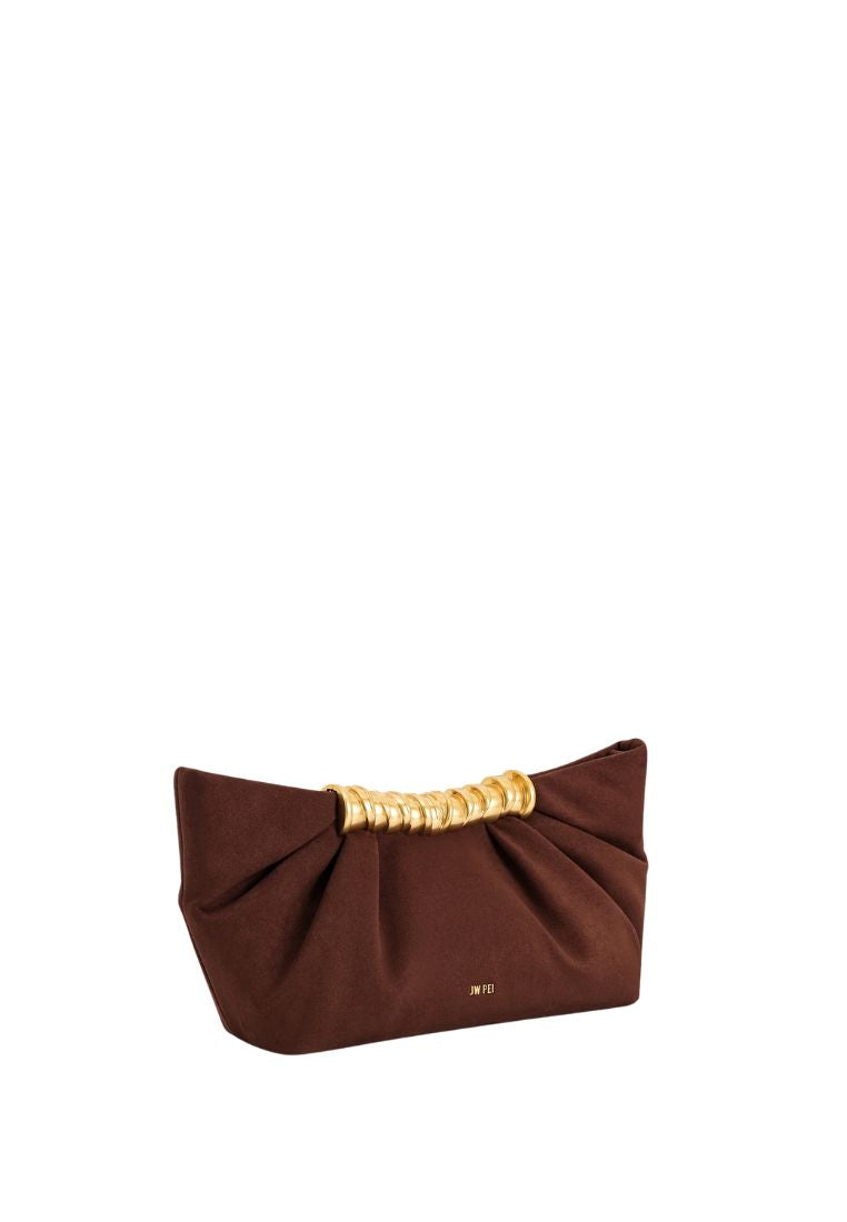 Leia Pleated Clutch - Dark Brown