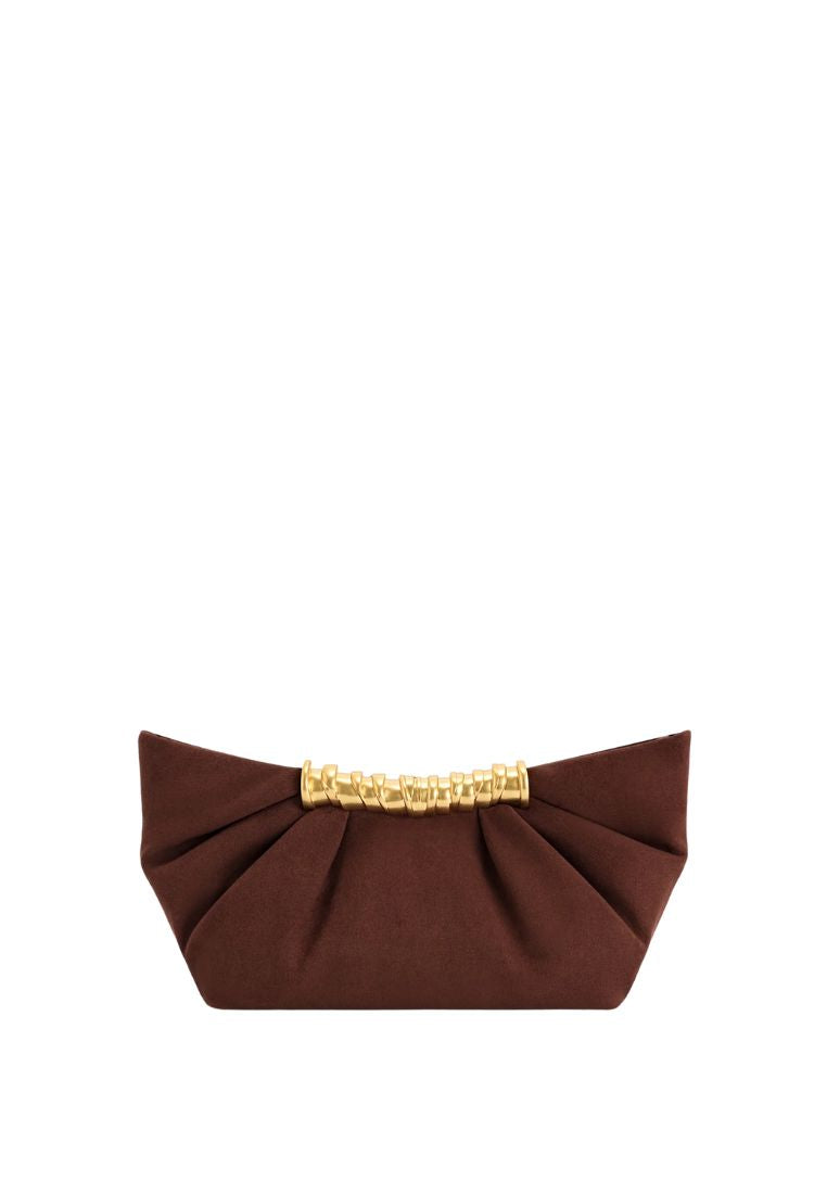 Leia Pleated Clutch - Dark Brown