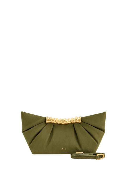 Leia Pleated Clutch - Dark Olive