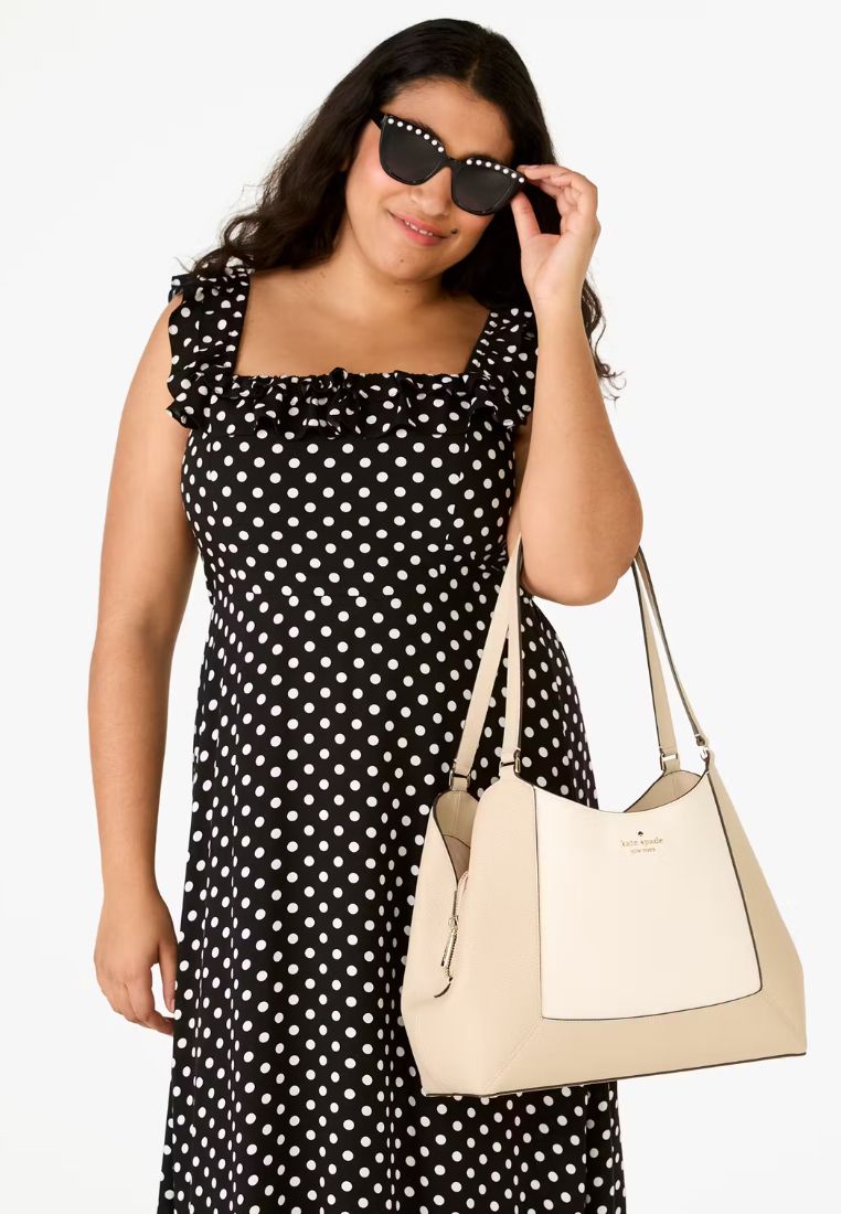 Lena Colorblock Large Triple Compartment Shoulder Bag Light Sand Multi