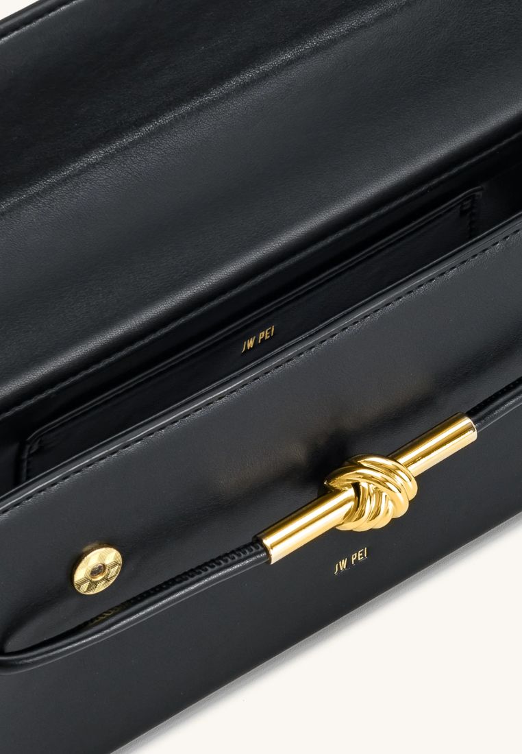 Lena Metal Rope Knot Top Handle Bag - Black