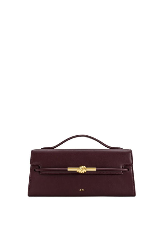 Lena Metal Rope Knot Top Handle Bag - Deep Claret