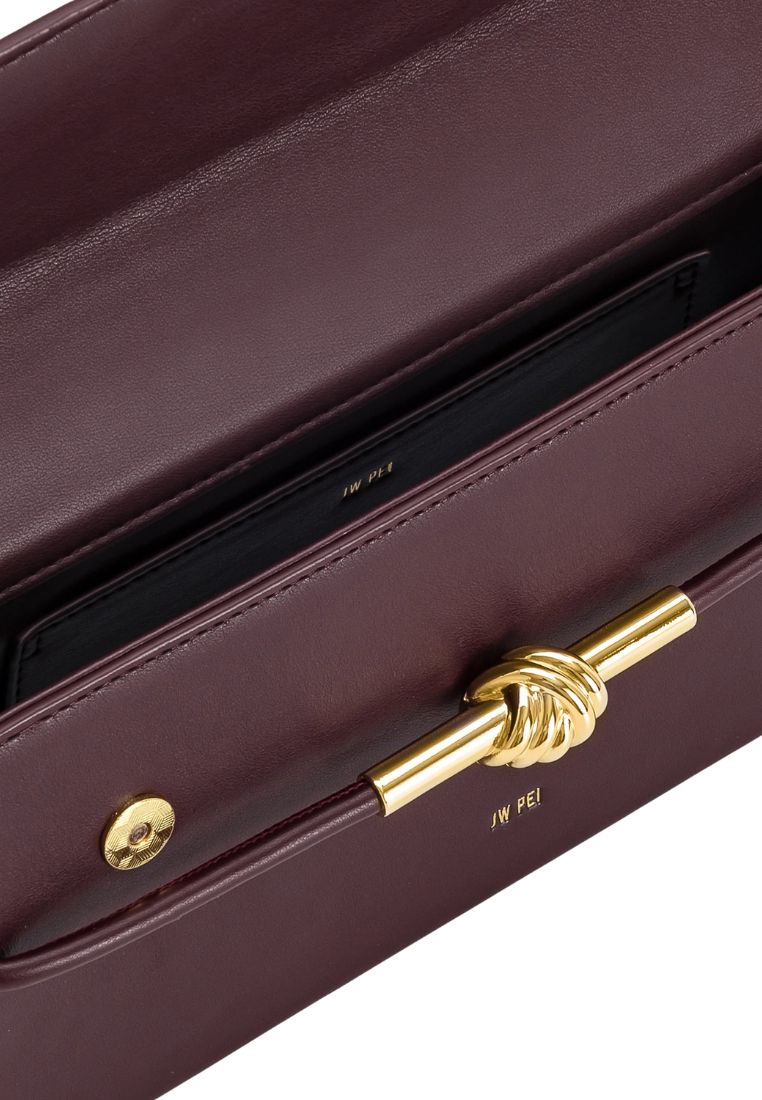 Lena Metal Rope Knot Top Handle Bag - Deep Claret