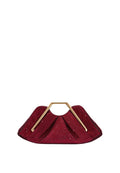 Lila Artificial Crystal Metal Frame Clutch - Red