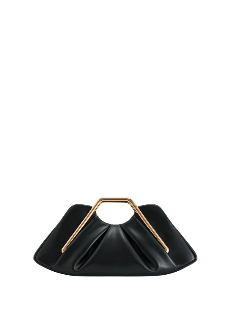 Lila Metal Frame Clutch - Black