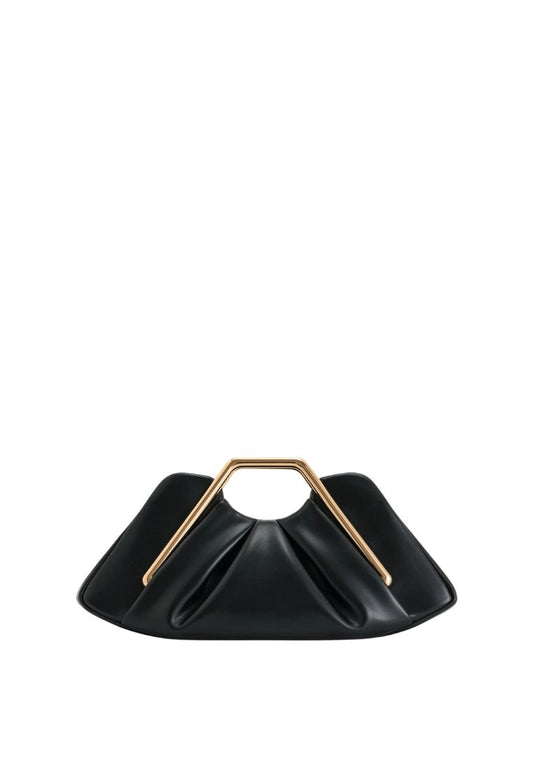 Lila Metal Frame Clutch - Black