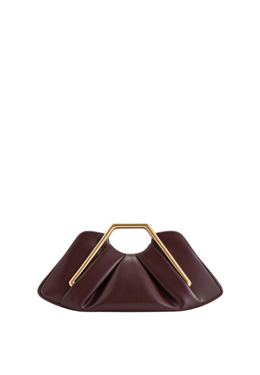 Lila Metal Frame Clutch - Burgundy