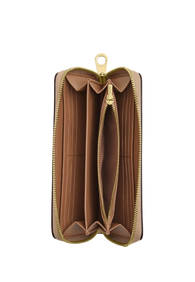 Long Zip Around Wallet In Signature Canvas Gold Sand Chalk