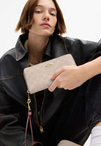 Long Zip Around Wallet In Signature Canvas Gold Sand Peony