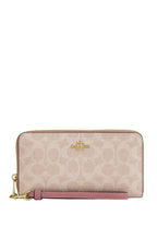 Long Zip Around Wallet In Signature Canvas Gold Sand Peony