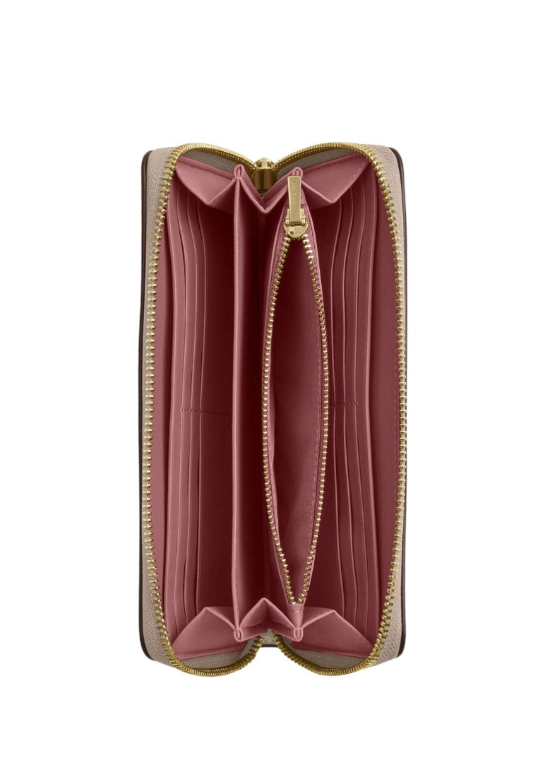 Long Zip Around Wallet In Signature Canvas Gold Sand Peony