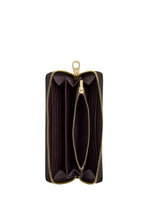 Long Zip Around Wallet In Signature Canvas Gold Walnut Black