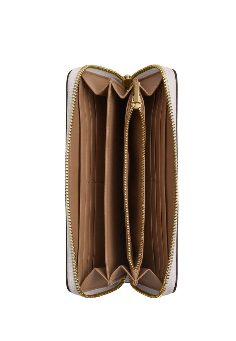 Long Zip Around Wallet In Signature Canvas Gold White Chalk