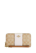 Long Zip Around Wallet In Signature Canvas With Stripe Chalk Lt Saddle