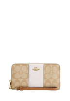 Long Zip Around Wallet In Signature Canvas With Stripe Chalk Lt Saddle