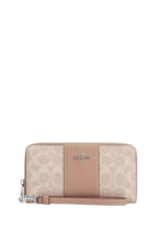 Long Zip Around Wallet In Signature Canvas With Stripe Silver Sand Taupe
