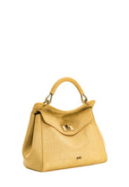 Lucia Classic Croc-Embossed Faux Suede Top Handle Bag - Yellow