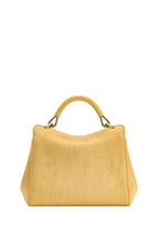 Lucia Classic Croc-Embossed Faux Suede Top Handle Bag - Yellow