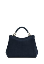 Lucia Classic Faux Suede Top Handle Bag - Navy Blue