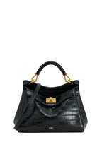 Lucia Classic Top Handbag - Black Croc