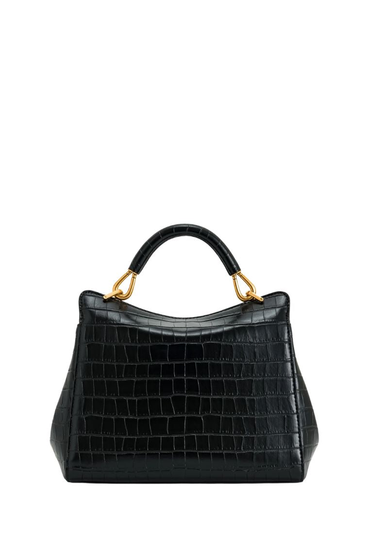 Lucia Classic Top Handbag - Black Croc