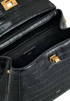 Lucia Classic Top Handbag - Black Croc
