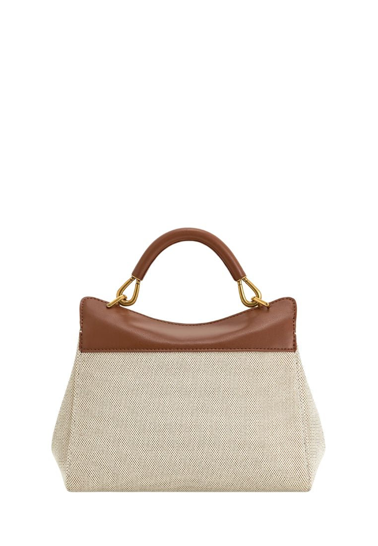 Lucia Classic Top Handbag - Brown Canvas