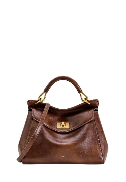 Lucia Classic Top Handle Bag - Coffee Brown