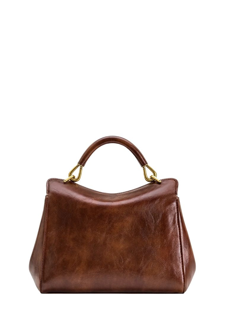 Lucia Classic Top Handle Bag - Coffee Brown