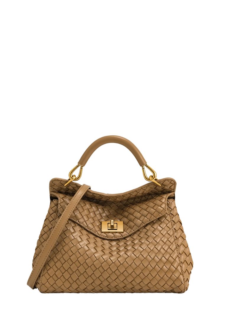 Lucia Classic Top Handle Woven Bag - Brown