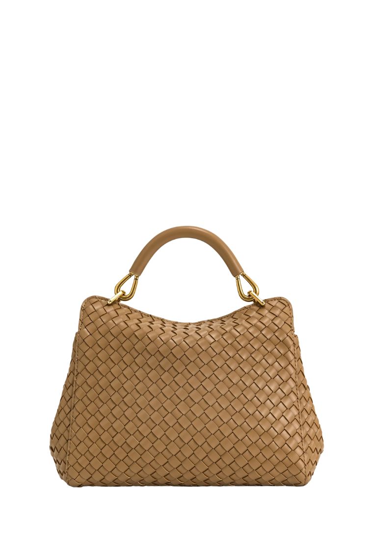 Lucia Classic Top Handle Woven Bag - Brown