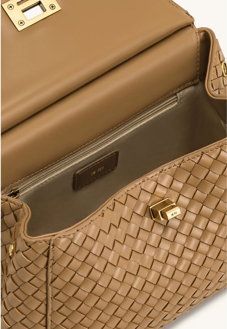 Lucia Classic Top Handle Woven Bag - Brown