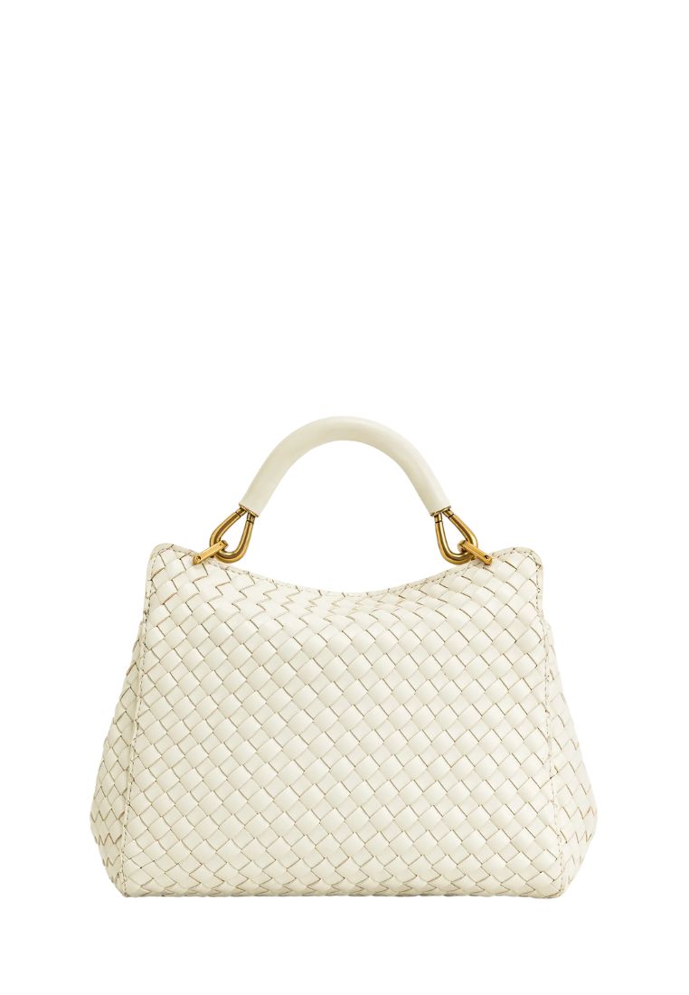 Lucia Classic Top Handle Woven Bag - White