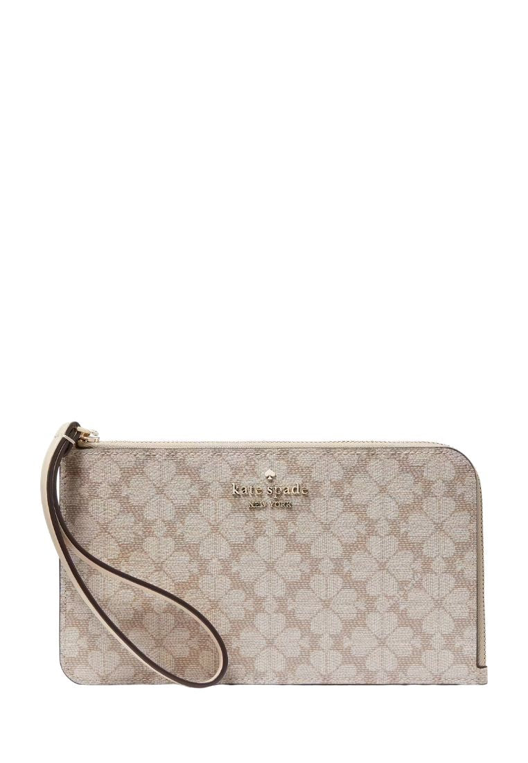 Lucy Spade Flower Medium L-Zip Wristlet Dark Mushroom Cap Multi