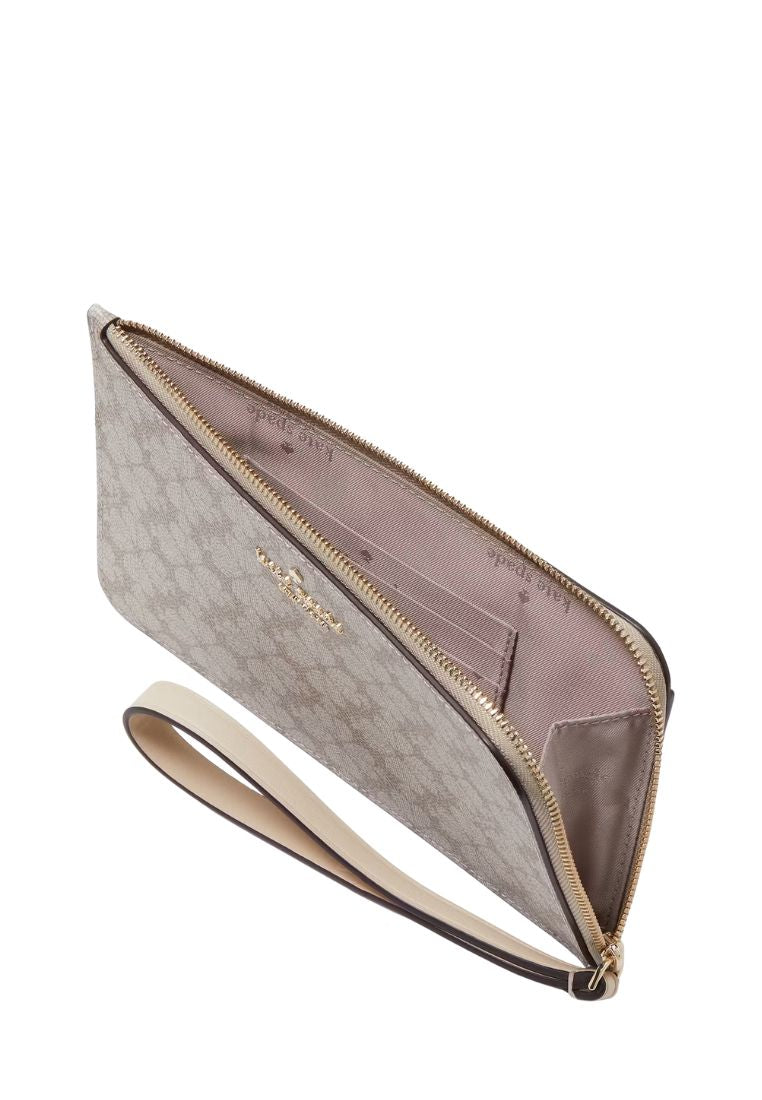 Lucy Spade Flower Medium L-Zip Wristlet Dark Mushroom Cap Multi
