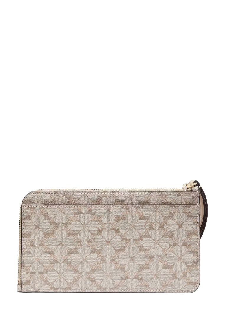 Lucy Spade Flower Medium L-Zip Wristlet Dark Mushroom Cap Multi